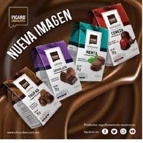 CHOCOLATE PICARD  TRUFAS -MENTA- CEREZA  70 GR